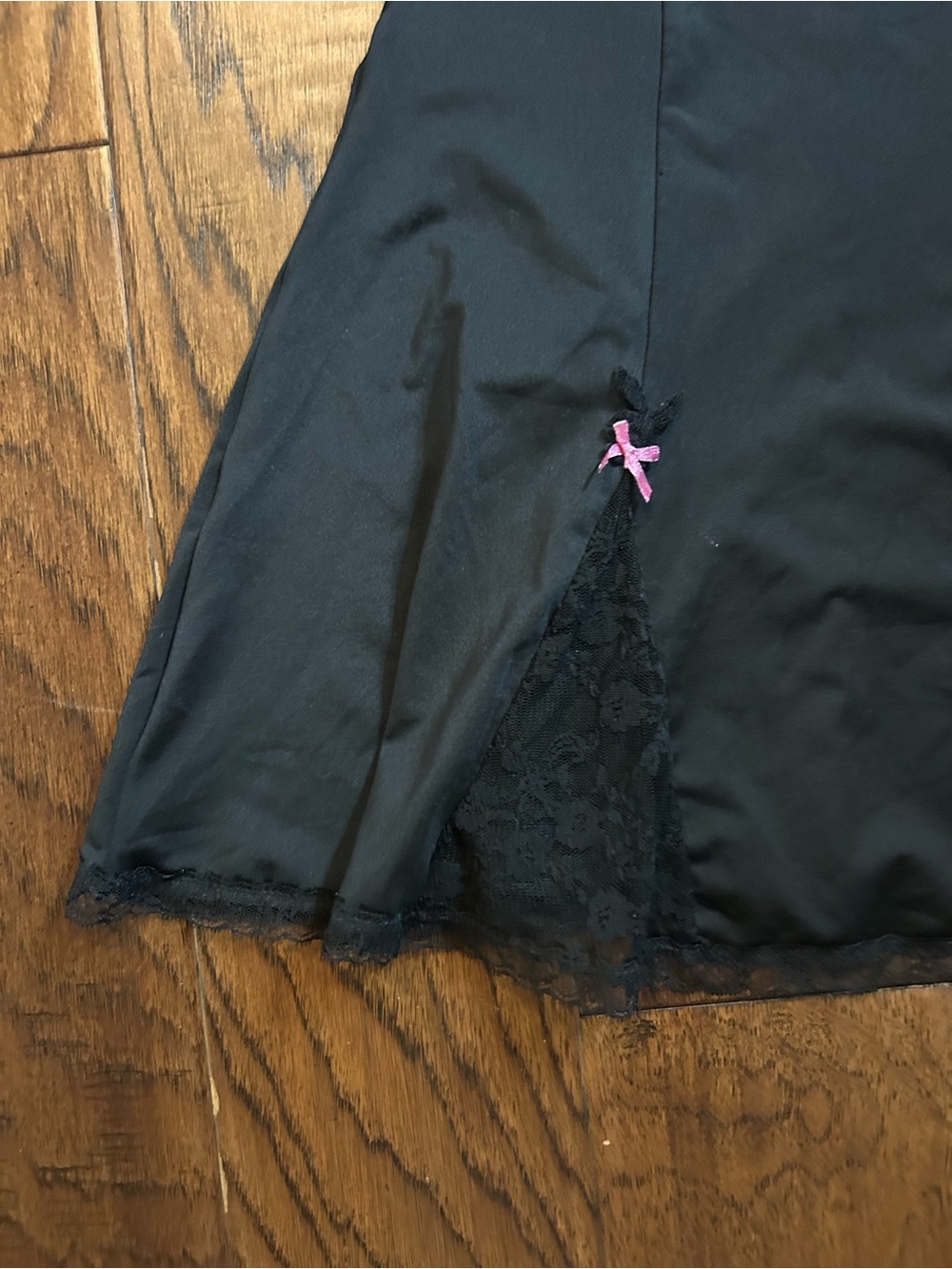 Playboy Black Lace-Trim Babydoll Chemise with Pink Accents - Picture 2 of 6